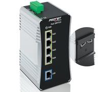 Procet Gigabit PoE Switch 4-Port Din Rail, 90W/Port, Industrial POE++ Ethernet Switch with Wide Temp -40°F to 149°F, AC/DC Input, IEEE802.3af/802.3at/802.3bt, PT-PIS4PB1T-AC