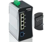 Procet Gigabit PoE Switch 4-Port Din Rail, 90W/Port, Industrial PoE++ Fiber Media Converter with Wide Temp -40°F to 149°F, SFP Slot, Boost, 12-57V DC Input, IEEE802.3af/802.3at/802.3bt, PT-PIS4PB1S-E