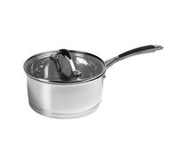 Prochef Stainless Steel Saucepan with Glass Lid, 18cm Diameter, 10.5cm Height, 2L Capacity, Induction Compatible, Oven Safe, Dishwasher Safe, 15 Year Warranty, Silver
