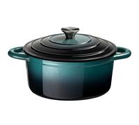'Prochef' 26cm Round Cast Iron Casserole Dish with Lid Enamelled Pot N/A Teal Large
