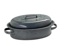 Prochef Casserole Roaster, Enamel, Round, Grey, 39.1x24.7x15.2 cm, Enamelled Finish, 4L Capacity, Dishwasher and Oven Safe, with Lid