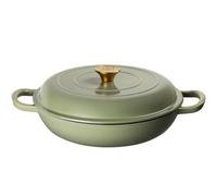 Prochef John And Lisa Sage Green Cast Iron Shallow Casserole Dish With Lid 30Cm