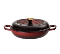 Prochef ' ' Large Oval 30cm Cast Iron Casserole Dish with Lid Round Pan in Dark Red Prochef Dark Red