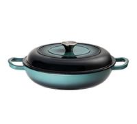 Prochef ' ' Large Oval 30cm Cast Iron Casserole Dish with Lid Round Pan in Teal Prochef Teal