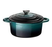 'Prochef' Round Cast Iron Casserole Pan with Lid 21cm Oven-to-Table N/A Teal One Size