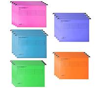 ProChosen A4 Suspension Files,20pcs Cabinet Suspension for Filing Files Hanging with Tabs and Inserts for School Home Work Office Organization(5 Colors),Reinforced Top and Bottom