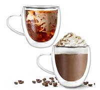 ProChosen Coffee Glasses: Double Walled, 2x250ml Latte Cups, Dishwasher Safe, Borosilicate Glass
