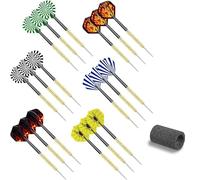ProChosen Darts, 18 Pack Prefessional Darts Set, 15 Grams Steel Tip Dart, 6 Color Premium Aluminum Shafts and PET Flights, With Sharpening Stone, for Beginner or Professional