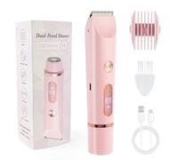 ProChosen Electric Lady Shavers for Women, 2-in-1 Rechargeable Electric Razor Bikini Trimmer Pubic Hair Trimmer for Women Silk Skin, Dual Head, IPX7 Waterproof, LCD Display