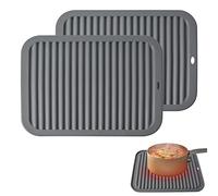 ProChosen Silicone Table Mats - Large 30x22 cm Non Slip Heat Resistant Pot Coasters (2 Pack, Grey)