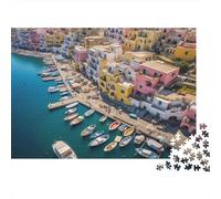 Procida Island,Puzzles Marina Corricella Gemusterte Nachhaltige Puzzles Für Erwachsene Hochwertige Holzspielpuzzles 1000pcs (75x50cm)