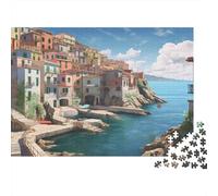 Procida Island,Puzzles Marina Corricella Gemusterte Nachhaltige Puzzles Für Erwachsene Hochwertige Holzspielpuzzles 1000pcs (75x50cm)