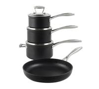 ProCook Elite Forged Cookware Set - 4 Piece, 16/18/20/26 cm, Durable Non Stick Pots - Black, Induction Compatible Cooking Pans