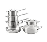 ProCook Elite Tri Ply Signature Cookware Set - 6 Pcs Stainless Steel Heavy Duty Pans with 24cm Shallow Casserole - Easy Clean and Oven Safe