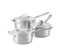 ProCook Elite Tri Ply Signature Saucepan Set - 3 Pcs Stainless Steel Heavy Duty Cookware - 16cm 18cm 20cm Cooking Pots - Easy Clean and Oven Safe