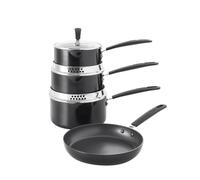 ProCook Gourmet Cookware Set with Stay Cool Handles Ceramic Non Stick Coating Induction & Oven Safe Pans Cooking Pots - 4 Piece, 14/16/18/24 cm, 1/1.6/2.3 L