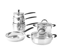 ProCook Gourmet Stainless Steel Cookware Set - 6 Piece, 14/16/18/20/24 cm, 1/1.7/2.4/3.2/3.7 L, Induction Compatible Pans with Stay Cool Handles - Uncoated Saucepan Frying Pan & Stock Pot Set