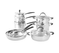 ProCook Gourmet Stainless Steel Cookware Set - 8 Piece, 14/16/18/20/24/28 cm, Induction Compatible Pans with Stay Cool Handles, Uncoated Pots and Frying Pans, Dishwasher Safe - 10 Year Guarantee