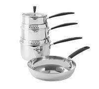 ProCook Gourmet Stainless Steel Cookware Set with Stay Cool Handles Uncoated Induction Pans Dishwasher Safe Cooking Pots - 4 Piece, 14/16/18/24 cm, 1/1.7/2.4 L