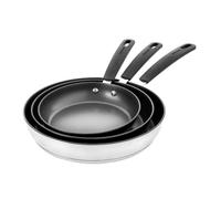 ProCook Gourmet Stainless Steel Frying Pan Set with Stay Cool Handles Non Stick Induction Safe Dishwasher Safe Cooking Pots - 3 Piece, 20/24/28 cm