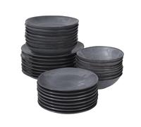ProCook Malmo Charcoal Grey Stoneware Dinner Set Scandinavian Style Dishwasher & Microwave Safe Dinnerware - 32 Piece, 18.5/21.5/23/28 cm