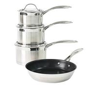 ProCook Professional 18/10 Stainless Steel Cookware Set - 4 Piece, 14/16/18/24 cm, Non Stick Pots with Lids - Induction Compatible Cooking Pans
