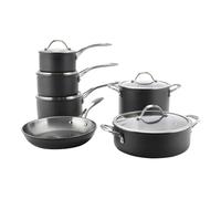 ProCook Professional Bi Ply Stainless Steel Cookware Set - 6 Piece, 14/16/18/20/24 cm, Durable Heavy Duty Pots - Black, Induction Compatible Cooking Pans