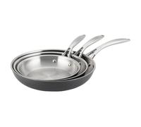 ProCook Professional Bi Ply Stainless Steel Frying Pan Set - 3 Piece, 20/24/28 cm, Durable Heavy Duty Cookware - Black, Induction Compatible Cooking Pans