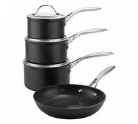 ProCook Professional Black Granite Induction Hob Pots & Pans Set Non-Stick Saucepan Set Cookware Induction Pans - 4 Piece, 14/16/18/24 cm