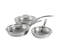 ProCook Professional Stainless Steel Cookware Set Uncoated Induction & Oven Safe Pans Cooking Pots - 3 Piece, 20/24/28 cm