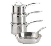 ProCook Professional Stainless Steel Cookware Set Uncoated Induction & Oven Safe Pans Cooking Pots - 4 Piece, 14/16/18/24 cm, 1.2/1.9/2.6 L