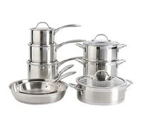 ProCook Professional Stainless Steel Cookware Set Uncoated Induction & Oven Safe Pans Cooking Pots - 8 Piece,14/16/18cm Saucepans, 20/28cm Frying Pans, 20cm Stockpot & Steamer, 24cm Сasserole Dish
