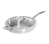 ProCook Professional Stainless Steel Frying Pan with Lid Uncoated Induction & Oven Safe Pans Heavy Duty Cooking Pots - 30cm
