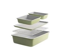 ProCook Soho Bakeware Set - 5 Piece, Carbon Steel Non Stick Baking Trays - Sage Green, Easy Clean Oven Tins Pans with Cooling Rack