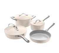 ProCook Soho Sandstone Cookware Set Ceramic Non Stick PFAS Free Aluminium Induction and Oven Safe 4 Piece Pots and Pans Set 18cm 24cm 26cm
