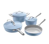 ProCook Soho SKU Blue Cookware Set Ceramic Non Stick PFAS Free Aluminium Induction and Oven Safe 4 Piece Pots and Pans Set 18cm 24cm 26cm