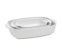 ProCook Stoneware Oven Dish - 3 Piece, S 19.5x15.5x5 cm, M 26x19x6 cm, L 33x23.5x7 cm, Durable Oven to Table Serving Dishes - White, Cookware Set - Dishwasher & Microwave Safe