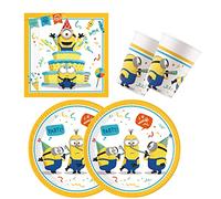 Procos 10137423 - Party Set S Minions: Rise of Gru, 52-Piece Set, 16 Plates, 16 Cups, 20 Napkins, Disposable Tableware, Party Tableware, Table Decoration