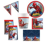 Procos 10215303DY Spiderman Crime Fighter Party Set, 46-Piece Disposable Tableware for Children's Birthday and Theme Party, Table Decoration