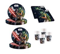 Procos 10215306DY Star Wars Galaxy Party Set, 52-Piece Disposable Tableware for Children's Birthday and Theme Party, Table Decoration