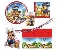 Procos 10215311DY Paw Patrol Party Set, 39-Piece Disposable Tableware for Children's Birthday and Theme Party, Table Decoration