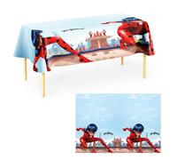 Procos 20055 Plastic Tablecloth 120x180cm Miraculous Ladybug, Red, Black