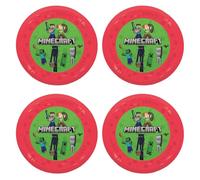 Procos - 4 x Minecraft Plastic Plates Reusable Party Tableware for Birthday or Theme Party