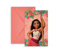 Procos 6 Moana 2 Party Invitations, Birthday Invitations - Pink