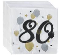 Procos 80th Birthday Napkins, 33x33 cm, 3-Ply Paper, Pack of 20, Balloon Motif, Table Decoration