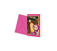 Procos 86562 Invitation Cards with Envelope Masha and Bear Pack of 6
