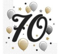 Procos 88870 - Napkins Happy Birhtday, Milestone 70, 33 x 33 cm, Pack of 20, Balloon Motif, 70s Birthday, Paper Napkins with Motif, Table Decoration, Mouth Cloth, Birthday, Balloons, Balloons