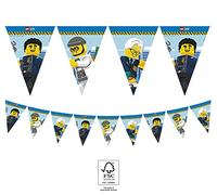 Procos 92250 - Flag Banner, Lego City, FSC® Mix, Garland Police Motif, Birthday, Theme Party