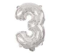 Procos 92469 Foil Balloon Number Silver Size 95 cm Helium Number Balloon Birthday Decoration Anniversary Party