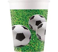 Procos 93464 Football Party Cups Maximum Capacity 200 ml Pack of 8 Disposable Paper Cups Children's Birthday Party Tableware FSC